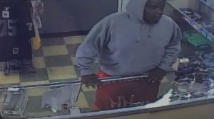 A man who allegedly attacked a store clerk in Colton on Nov. 14, 2017 is seen in surveillance video released by the Colton PolIce Department.