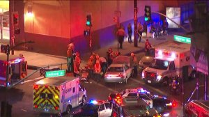 Five pedestrians were struck, one fatally, in Boyle Heights on Nov. 16, 2017. (Credit: KTLA)