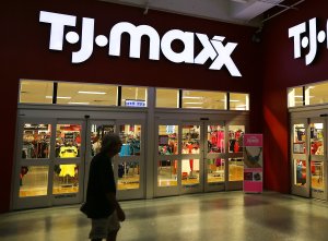 The entrance to a T.J. Maxx store is seen on February 8, 2017 in Miami. (Credit: Joe Raedle/Getty Images)