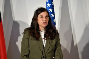 Acting Secretary of the Department of Homeland Security Elaine Duke delivers a speech during a press conference at the end of the G7 summit of Interior Ministers with European Union representatives and members of the private sector on October 20, 2017. (Credit: ANDREAS SOLARO/AFP/Getty Images)