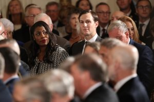 Senior advisor to President Donald Trump Jared Kushner, right, and Omarosa Manigault attend a ceremony at the White House Oct. 23, 2017. (Credit: Win McNamee/Getty Images)
