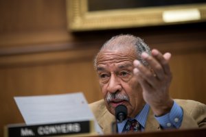Rep. John Conyers (D-MI) questions witnesses during a House Judiciary Committee hearing concerning the oversight of the U.S. refugee admissions program, on Capitol Hill, October 26, 2017 (Credit: Drew Angerer/Getty Images)