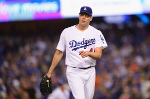 Rich Hill stepped off the mound so the crowd could jeer, made a pitch, stepped off the mound for another round of jeers, made another pitch. He turned into a veritable Pedro Baez, lingering between pitches so the crowd could rev up its vocal cords once again. He is seen in the second inning pitching against the Houston Astros during Game 6 of the 2017 World Series at Dodger Stadium on October 31, 2017 in Los Angeles. (Credit: Harry How/Getty Images)