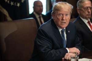 U.S. President Donald Trump speaks during a cabinet meeting at the White House in Washington, DC, on Nov. 1, 2017. (Credit: Nicholas Kamm / AFP / Getty Images)