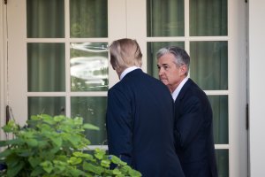 President Donald Trump and his nominee for the chairman of the Federal Reserve Jerome Powell exit following a press event in the Rose Garden at the White House, Nov. 2, 2017. (Credit: Drew Angerer/Getty Images)