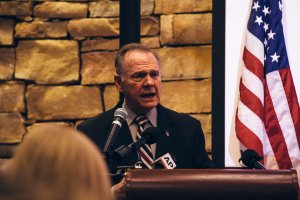 Republican candidate for U.S. Senate Judge Roy Moore speaks during a mid-Alabama Republican Club's Veterans Day event on Nov. 11, 2017, in Vestavia Hills, Alabama. (Credit: Wes Frazer/Getty Images)