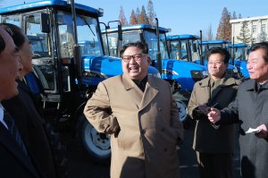 This undated picture released by North Korea's official Korean Central News Agency (KCNA) on Nov. 15, 2017, shows North Korean leader Kim Jong-Un inspecting the Kumsong Tractor Factory in Nampo City, North Korea. (Credit: STR / AFP / Getty Images)