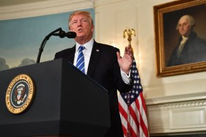 President Donald Trump delivers remarks on November 15, 2017 in the Diplomatic Room at the White House in Washington,DC. (Credit: NICHOLAS KAMM/AFP/Getty Images)