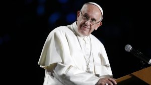 Pope Francis speaks at a podium. (Credit: Michael Campanella/Getty Images via CNN)