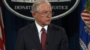 Attorney General Jeff Sessions speaks on behalf of the Department of Justice. (Credit: CNN)