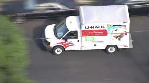 The driver of U-Haul truck led authorities on a chase on Nov. 9, 2017. (Credit: KTLA)