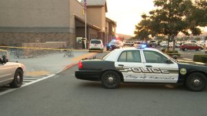 Police investigated a fatal stabbing in the parking lot of a Walmart in Temecula on Nov. 29, 2017. (Credit: KTLA)