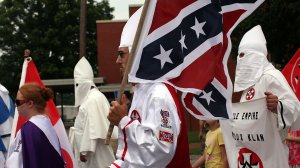 Members of the KKK participate in a march on July 11, 2009, in Pulaski, Tenn. (Credit: Spencer Platt/Getty Images)