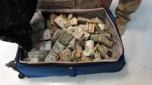 A suitcase containing more than $500,000 that was seized by federal officials is seen in a photo released Dec. 22, 2017, by U.S. Customs and Border Protection.