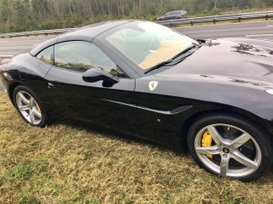 A Ferrari California that was allegedly stolen by a Florida Uber driver is seen in a photo released Dec. 28, 2017, by the Gainesville Police Department.
