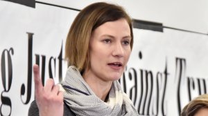 Rachel Crooks speaks as one of the accusers of President Donald Trump during a news conference with attorney Gloria Allred at the Women's March In Washington on Jan. 21, 2017, in Washington, DC. She spoke during another news conference on Dec. 11, 2017. (Credit: Mike Coppola/Getty Images)