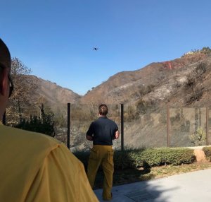 The Los Angeles Fire Department deployed its drones for the first time to survey the Skirball Fire near Bel-Air on Dec. 7, 2017. (Credit: Los Angeles Fire Department / Instagram)