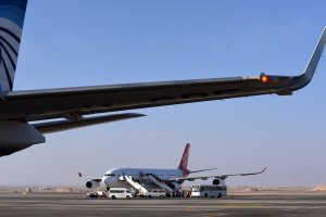 Passengers board a plane at the Hurghada International Airport in Egypt on Jan. 10, 2016. (Credit: MOHAMED EL-SHAHED/AFP/Getty Images)