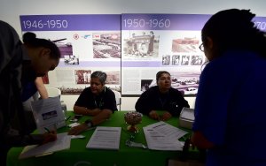 Veterans looking for employment prospects attend the first Los Angeles International Airport Job Fair for Veterans in Los Angeles on Sept. 14, 2016. (Credit: FREDERIC J. BROWN/AFP/Getty Images)