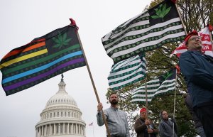 Pro-cannabis activists take part in a rally on Capitol Hill on April 24, 2017. (Credit: Mandel Ngan / AFP / Getty Images)