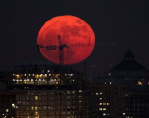 In this handout provided by NASA, the moon is seen as it rises on December 3, 2017 in Washington, DC. (Credit: NASA/Bill Ingalls via Getty Images)