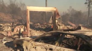 A Bonsall neighborhood is seen after being charred in the Lilac Fire on Dec. 8, 2017. (Credit: KTLA)