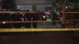 LAPD investigate a shooting in Pacoima that left five injured on Dec. 15, 2017. (Credit: KTLA)