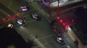 An LAPD officer was shot in the Westlake district on Dec. 29, 2017. (Credit: KTLA)