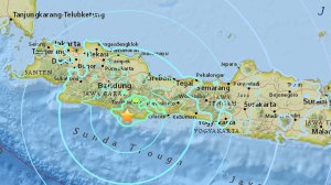 A magnitude-6.5 earthquake struck on Dec. 15, 2017 at Cipatujah, Indonesia, as shown in a USGS map.
