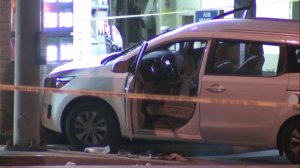 A police officer shot and wounded a suspected burglar after a brief chase in West Covina on Dec. 15, 2017. (Credit: KTLA)