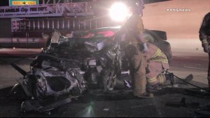 Five people were injured following a wrong-way crash on the 405 Freeway in Westwood on Jan. 15, 2018. (Credit: ANG News)