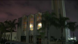 A Catholic Church in Boyle Heights is seen after it was burned in a fire on Jan. 25, 2018. (Credit: KTLA)