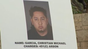 Christian Michael Garcia is seen in a booking photo displayed at a news conference in Boyle Heights on Jan. 29, 2018. (Credit: KTLA)