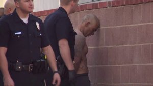 A man who led authorities on a pursuit in Burbank on Jan. 4, 2018 is taken into custody. (Credit: KTLA)