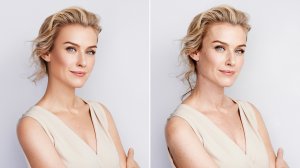 A retouched photo from a previous CVS beauty campaign, left, is shown next to an unaltered image that displays the company's new approach to beauty ads. (Images courtesy CVS)