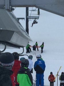 KTLA viewer Chris H. sent in this photo of a rescue of a skier at Mammoth Mountain on Jan. 4, 2017.
