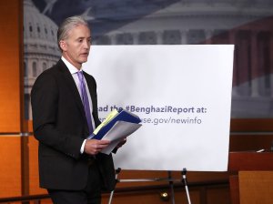 Trey Gowdy walks into a news conference with fellow committee Republicans after the release of the Committees Benghazi report on Capitol Hill June 28, 2016 in Washington, D.C. (Credit: Mark Wilson/Getty Images)