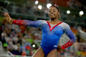 Simone Biles of the United States competes in the Women's Floor final during the Rio Olympic Games on Aug. 16, 2016. (Credit: Alex Livesey / Getty Images)