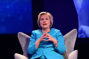 Hillary Rodham Clinton delivers the keynote during the Geisinger National Symposium, "From Crisis to Cure: Revitalizing America's Healthcare System," on November 9, 2017 in Danville, Pennsylvania. (Credit: by Lisa Lake/Getty Images for Geisinger Symposium)