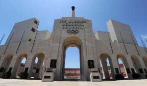 A file photo shows the Los Angeles Memorial Coliseum, which was renamed the United Airlines Memorial Coliseum on Jan. 29, 2018. (Credit: MARK RALSTON/AFP/Getty Images)