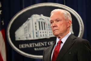 Attorney General Jeff Sessions holds a news conference at the Department of Justice on Dec. 15, 2017. (Credit: Chip Somodevilla / Getty Images)