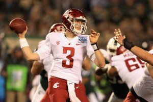 Tyler Hilinski of the Washington State Cougars passes the ball against the Michigan State Spartans during the first half of the SDCCU Holiday Bowl at SDCCU Stadium on December 28, 2017 in San Diego. (Credit: Sean M. Haffey/Getty Images)