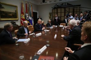 President Donald Trump speaks during a meeting on immigration with Senate Republicans in the Roosevelt Room of the White House on Jan. 4, 2018. (Credit: Alex Wong/Getty Images)