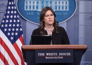 White House Press Secretary Sarah Huckabee Sanders speaks at the press briefing at the White House in Washington, DC, on January 17, 2018. (Credit: NICHOLAS KAMM/AFP/Getty Images)