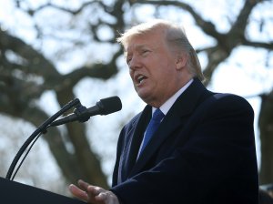 Donald Trump speaks to "March for Life" participants in the Rose Garden at the White House on Jan. 19, 2018 in Washington, D.C. (Credit: Mark Wilson/Getty Images)