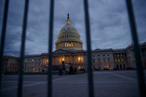 The U.S. Capitol is seen at dusk, January 21, 2018 in Washington, DC. (Credit: Drew Angerer/Getty Images)