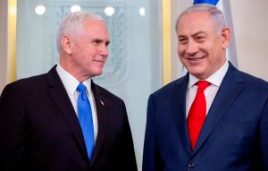 Vice President Mike Pence, left, meets with Israeli Prime Minister Benjamin Netanyahu at the prime minister's office in Jerusalem on Jan. 22, 2018. (Credit: ARIEL SCHALIT/AFP/Getty Images)