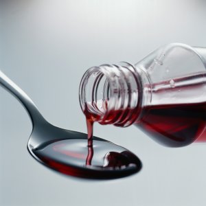 Cough syrup and a spoon are seen in this file photo. (Credit: Photodisc via Getty Images)