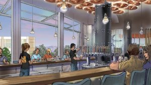 An artists' rendering of the new Ballast Point tap house located in Downtown Disney is seen in an artist's rendering released by the companies on Jan. 24, 2018.