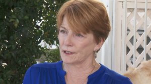 Liz Gallagher, whose 27-year-old daughter Katharine died after getting the flu in December 2017, speaks to KTLA about her daughter's death in Lake Forest on Jan. 17, 2018. (Credit: KTLA)